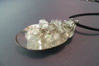 Image 3 of Sugar Spoon Pendant with Tumbled Moonstone Chips, Vintage Silverplate Sugar Spoon - K...
