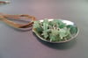 Spoon Pendant with Tumbled Adventurine Chips, Vintage Silverplate Sugar Spoon- K0003