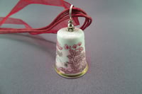 Image 4 of Thimble Pendant, Vintage Porcelain Red & White Farm Scene Thimble - K0065