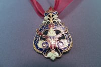 Image 4 of Enameled Spoon Handle Pendant, Vintage Brass Cloisonne Spoon - K0115