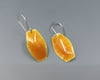 Orange Enameled Fine Silver Barrel Earrings - K0374