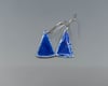 Deep Blue Enameled Fine Silver Triangle Earrings - K0370