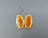 Image 5 of Orange Enameled Fine Silver Barrel Earrings - K0374