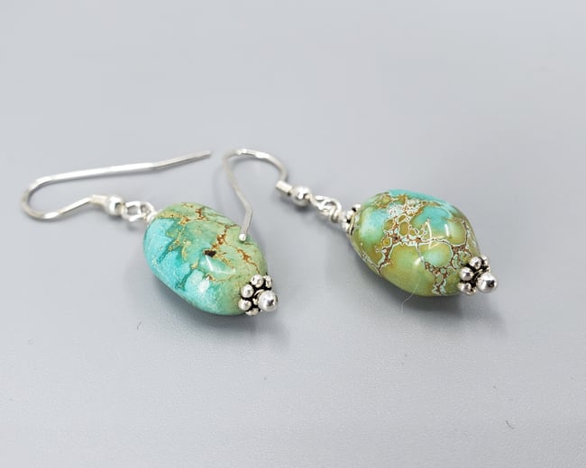 Turquoise Nugget & Sterling Earrings - K0267