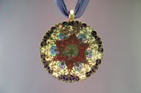 Image 1 of Enameled Brass Spoon Pendant, Vintage Brass Champleve Bonbon Spoon  - K0117