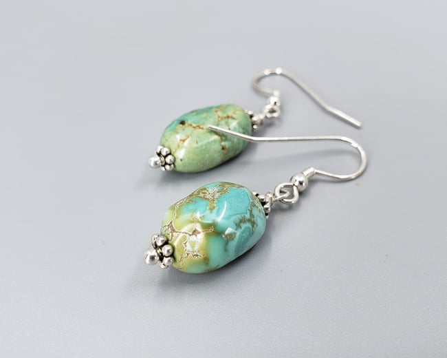 Turquoise Nugget & Sterling Earrings - K0267
