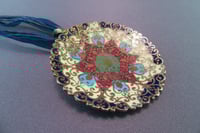 Image 2 of Enameled Brass Spoon Pendant, Vintage Brass Champleve Bonbon Spoon  - K0117