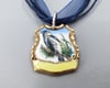 Pretty Enameled Bird Pendant, Vintage Silverplate Collector Spoon Handle - K0285