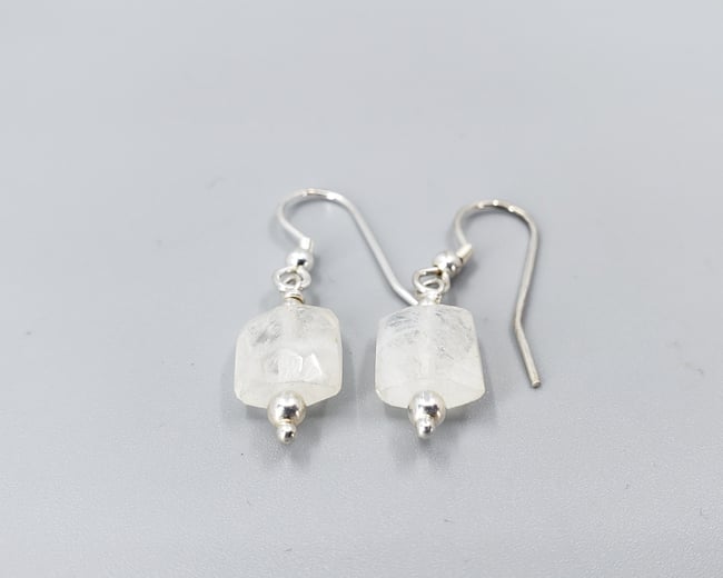 Faceted Rainbow Moonstone &amp; Sterling Earrings - K0241