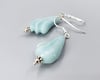 Carved Amazonite &amp; Sterling Earrings - K0265