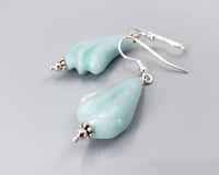 Image 3 of Carved Amazonite &amp; Sterling Earrings - K0265