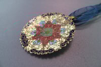 Image 3 of Enameled Brass Spoon Pendant, Vintage Brass Champleve Bonbon Spoon  - K0117