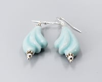 Image 4 of Carved Amazonite &amp; Sterling Earrings - K0265