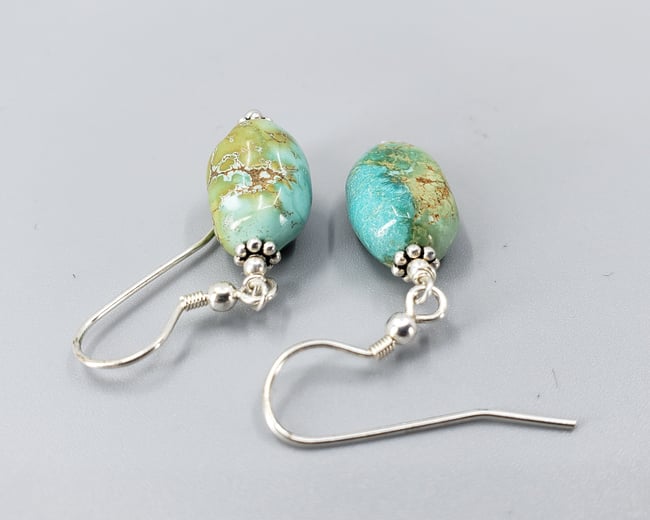 Turquoise Nugget & Sterling Earrings - K0267