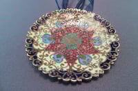 Image 4 of Enameled Brass Spoon Pendant, Vintage Brass Champleve Bonbon Spoon  - K0117