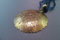 Image 5 of Enameled Brass Spoon Pendant, Vintage Brass Champleve Bonbon Spoon  - K0117