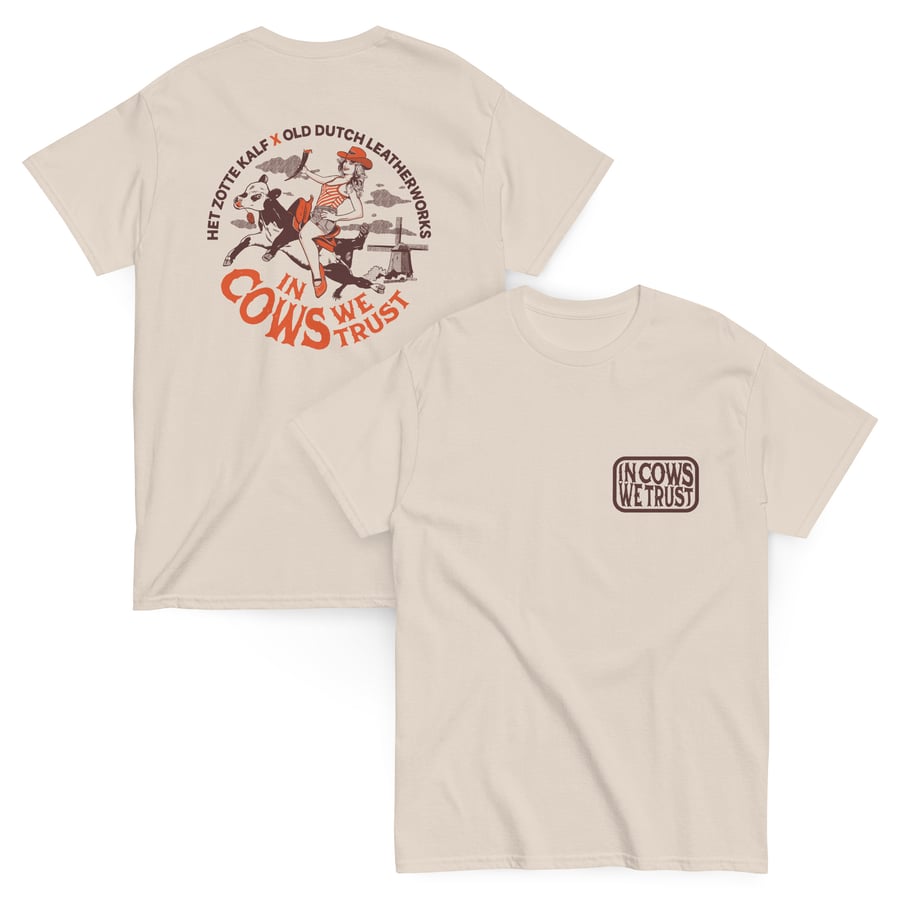 Image of Men's Ultra Cotton Tee "In Cows We Trust" natural