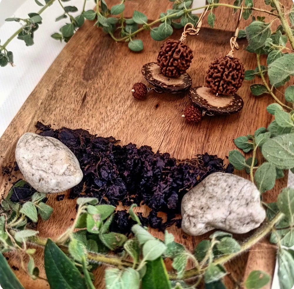 Image of Gaia Rudraksha Statement Earrings - OOAK