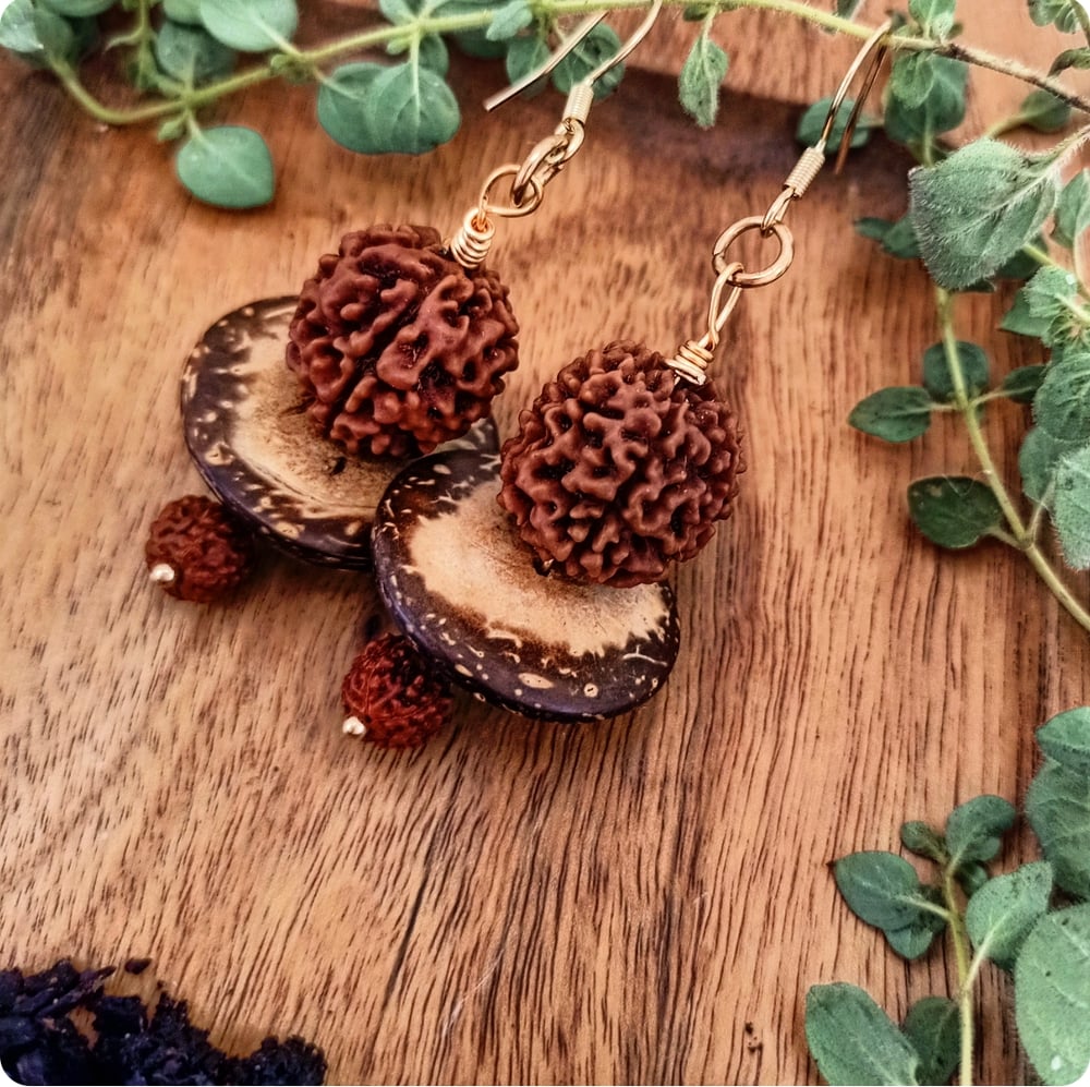 Image of Gaia Rudraksha Statement Earrings - OOAK