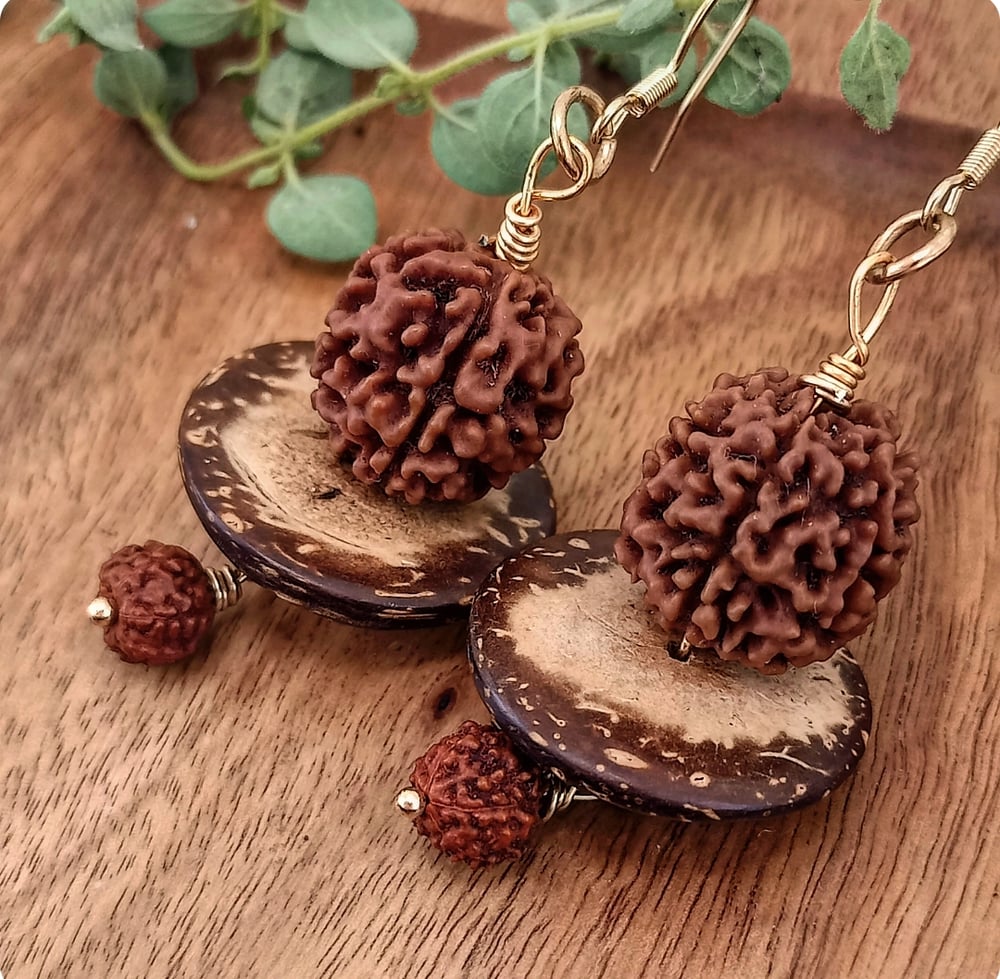 Image of Gaia Rudraksha Statement Earrings - OOAK