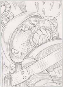 Image of Original Fryin' BRIAN / Electric BILL pencil sketch card......