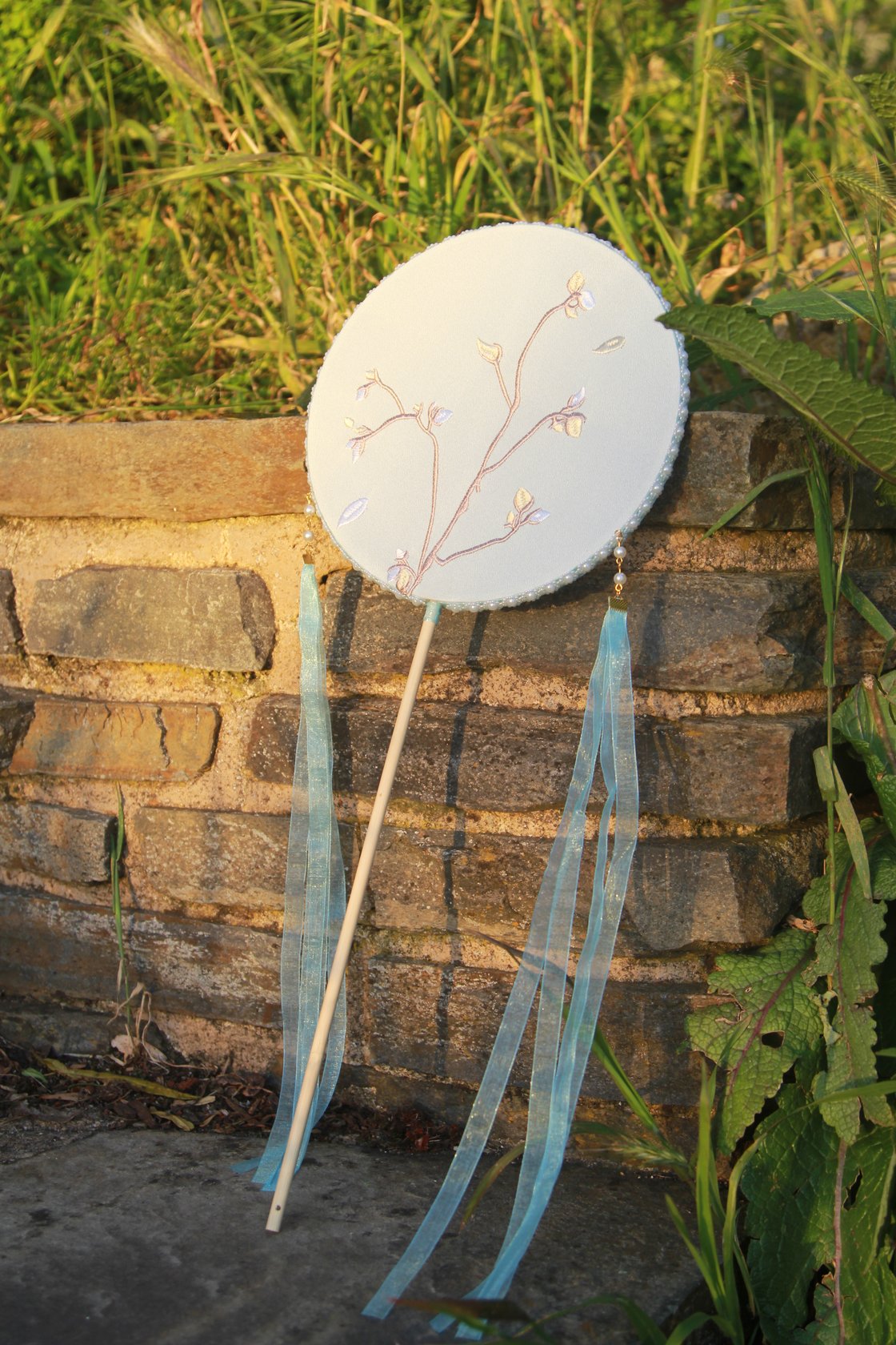 Image of Museum Co-branded Chinese Traditional Handmade Silk Woven Fan - Salix Argyracea
