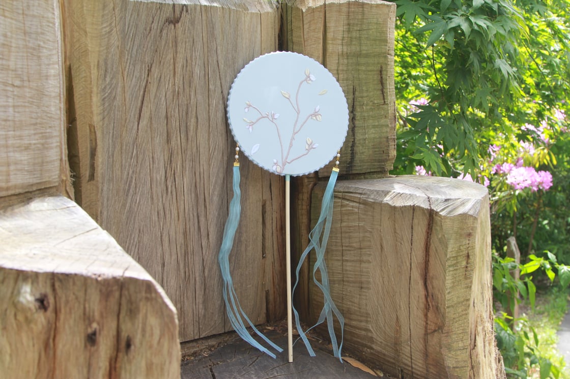 Image of Museum Co-branded Chinese Traditional Handmade Silk Woven Fan - Salix Argyracea