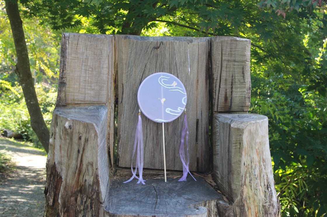 Image of Museum Co-branded Chinese Traditional Handmade Silk Woven Fan - Butterflies