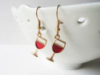 Image 1 of Glass of Red Wine Fun Charm Earrings