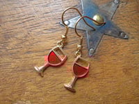 Image 3 of Glass of Red Wine Fun Charm Earrings