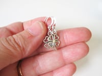 Image 2 of Silver Hearts Four Leaf Clover Charm Earrings
