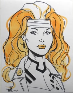 Image of X MEN 97 ROGUE ORIGINAL WATERCOLOR INK DRAWING