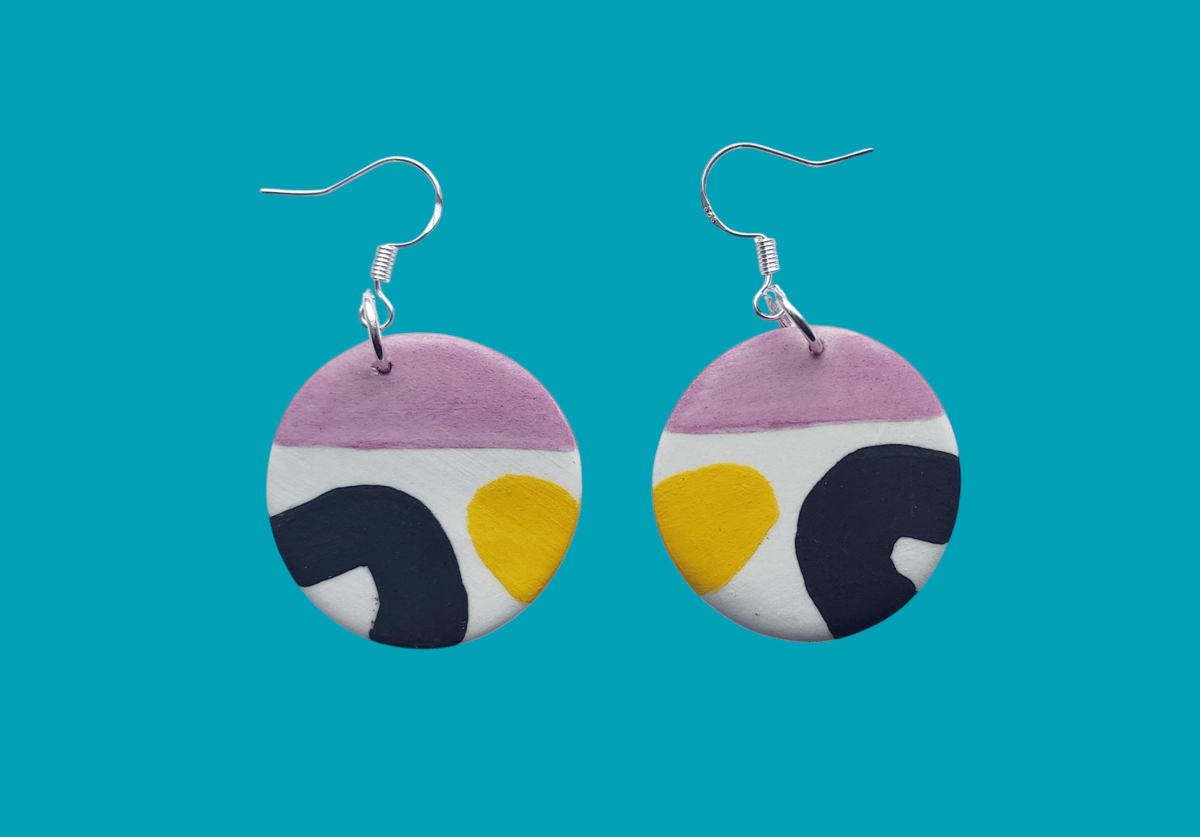 Image of Pink/Yellow/Black Circus Earrings