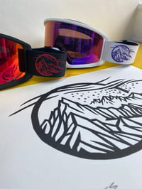 Image 2 of Limited edition Linocut, Dragon Goggles graphic.