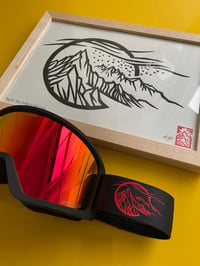 Image 1 of Limited edition Linocut, Dragon Goggles graphic.