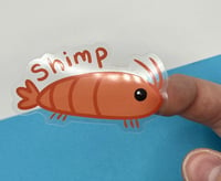 Image 4 of SHIMP Shrimp CLEAR Vinyl Sticker Humorous Shrimp Meme