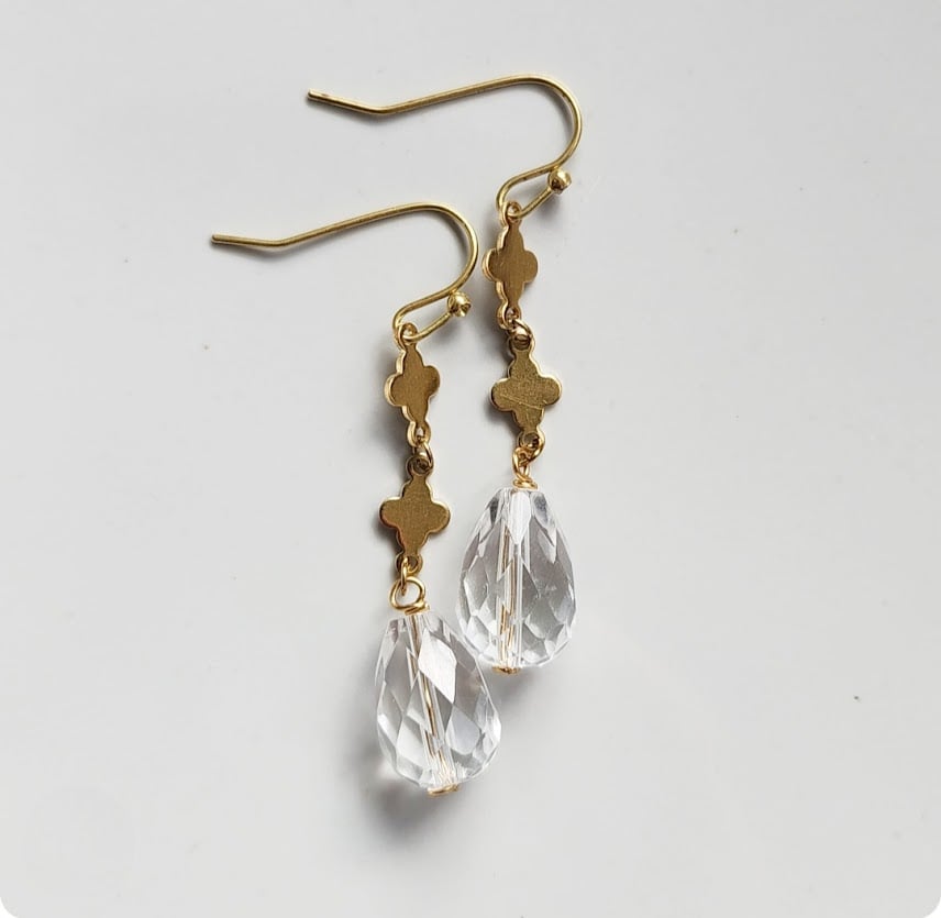 Image of Clover + Quartz Earrings
