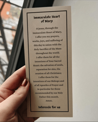 Image 2 of Immaculate Heart of Mary Prayer Card