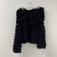 Image 1 of off shoulder fur trim top