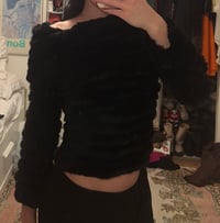 Image 5 of off shoulder fur trim top