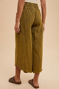 Image 3 of MINERAL WASHED FRAY HEM COTTON WIDE PANTS - APRIL 