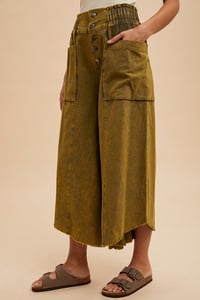 Image 4 of MINERAL WASHED FRAY HEM COTTON WIDE PANTS - APRIL 