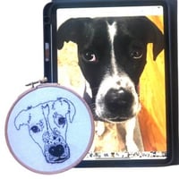 Embroidered Line Art Pet Portrait