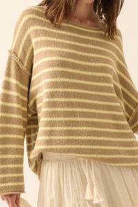 Image 2 of Striped Textured Oversized Sweater (1/25)