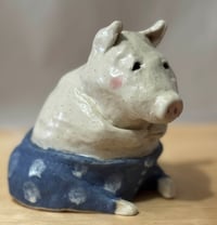 Image 1 of Clay 1.9a.25: Pig in blue polka dot pants