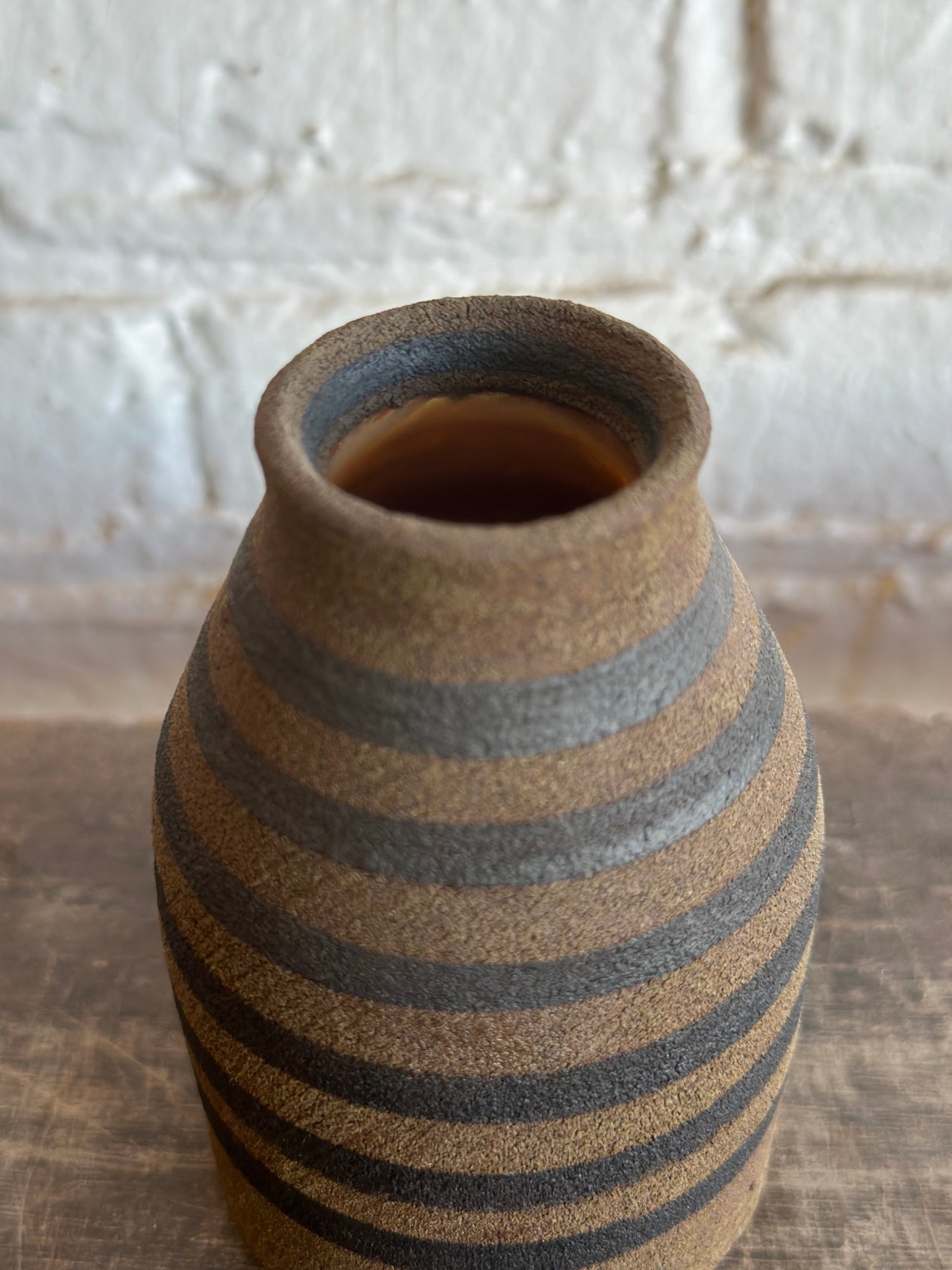 Image of Olive stripe bud vase