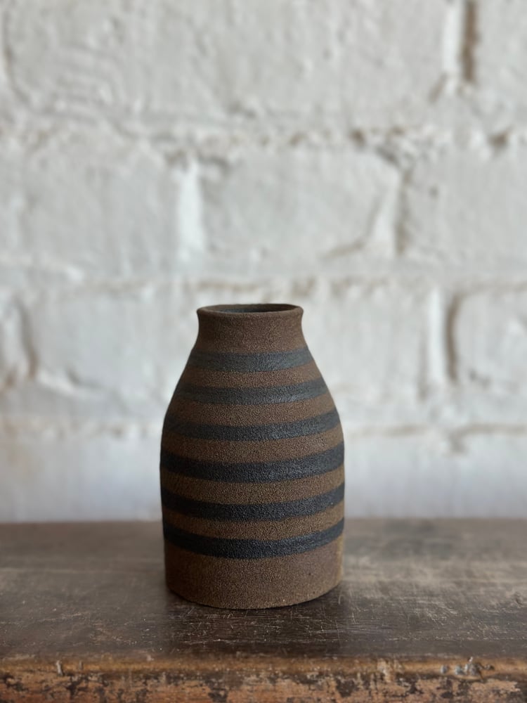 Image of Olive stripe bud vase