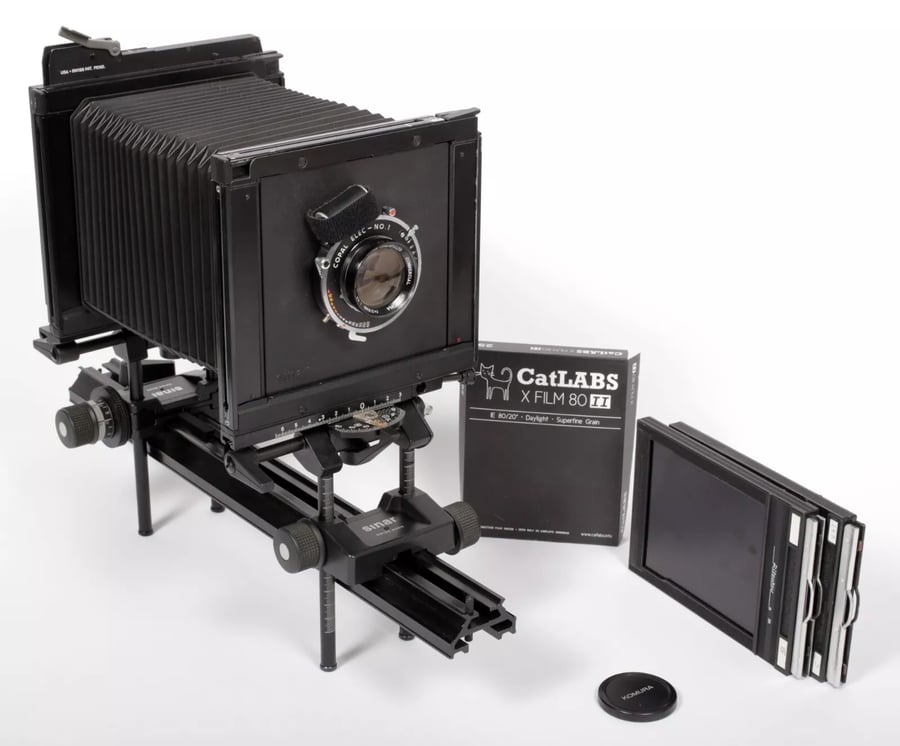 Image of Sinar Alpina 4X5 Camera w/210mm F6.3 lens + FRESNEL + holders + film #5583