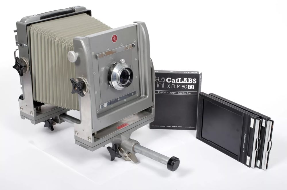 Image of Calumet CC401 4X5 monorail camera with 165mm Caltar lens + FILM + HOLDERS #5609