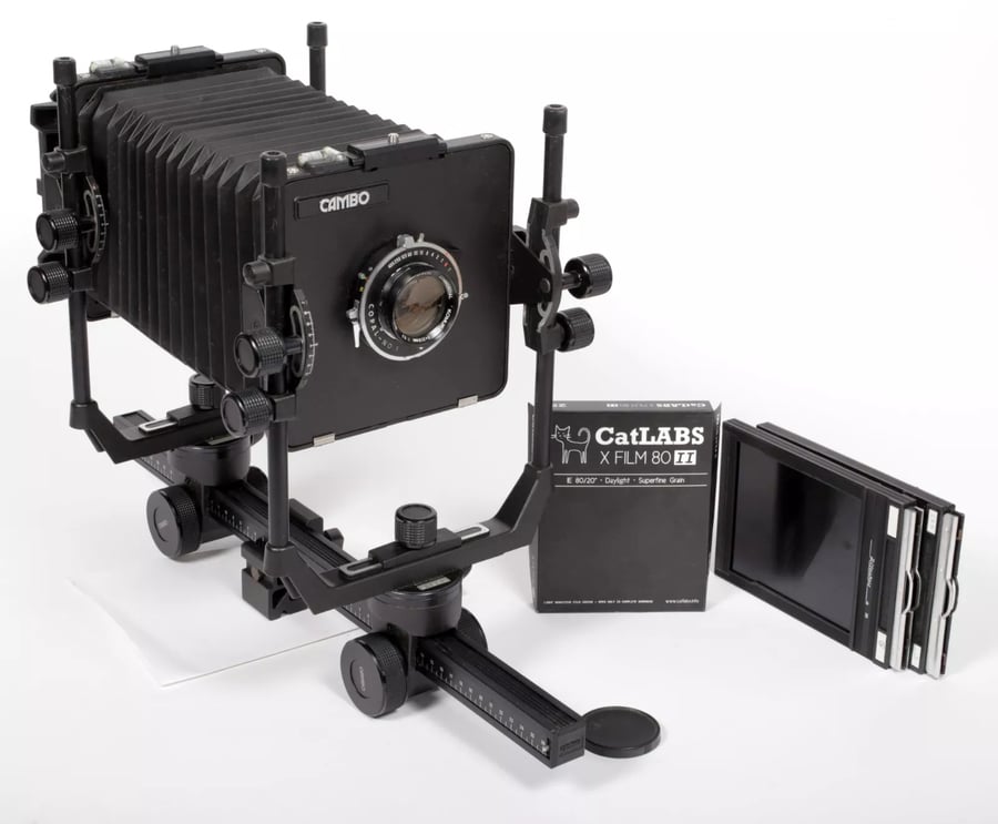 Image of Cambo SCIIr 4X5 monorail camera with 210mm F6.3 lens + holders + film #5612